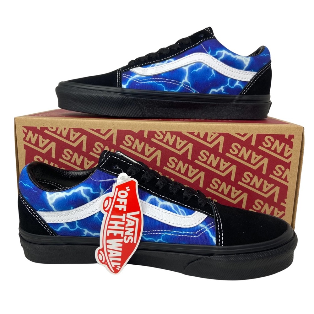 Vans Old Skool Skate Shoe Black Lightning Sneakers Blue - Picture 10 of 16